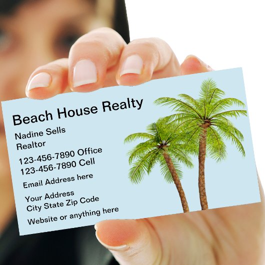 Carte De Visite Plage Immobilier Palm Trees Design