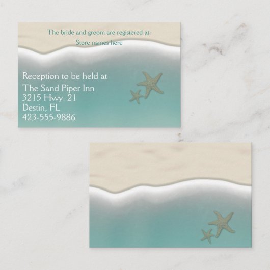 Carte De Visite Plage Mariage à thème (Devant / Derrière)