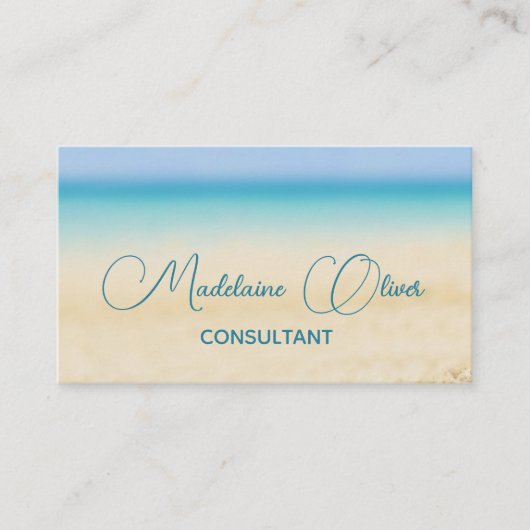 Carte De Visite Plage Océan Bleu Côtier Moderne Chic (Devant)
