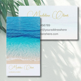 Carte De Visite Plage Ocean Sea Travel Spa Blue Gold Style