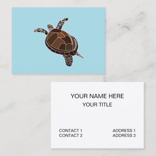 Carte De Visite Plage Ocean Turtle (Devant / Derrière)