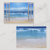 Carte De Visite Plage par une fenêtre (Devant / Derrière)
