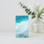 Carte De Visite Plage Retro - Océan bleu Turquoise côtier Aquarell (Debout devant)