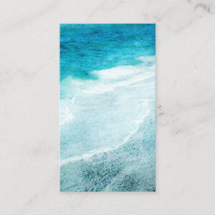 Carte De Visite Plage Retro - Océan bleu Turquoise côtier Aquarell
