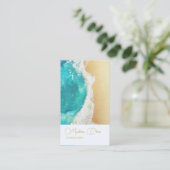 Carte De Visite Plage Scène Côtière Voyage Or élégant (Debout devant)