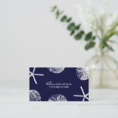 Carte De Visite Plage Thème Coquillages Elégant Marine Bleu (Debout devant)