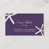 Carte De Visite Plage Thème Coquillages Élégant Profond Violet (Dos)