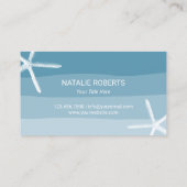 Carte De Visite Plage Thème Coquillages Élégants tons de bleu (Dos)