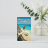 Carte De Visite Plage tropicale aux palmiers balayés par le vent (Debout devant)
