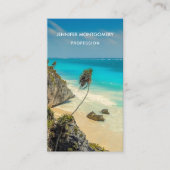 Carte De Visite Plage tropicale aux palmiers balayés par le vent (Devant)