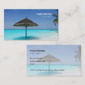 Carte De Visite Plage tropicale avec Parapluie de chaume Voyage (Devant / Derrière)
