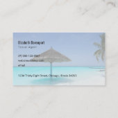 Carte De Visite Plage tropicale avec Parapluie de chaume Voyage (Dos)