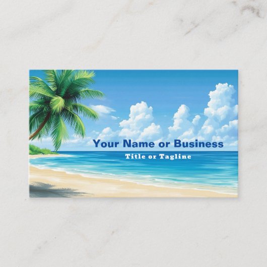 Carte De Visite Plage tropicale Palm Tree Design côtier (Devant)