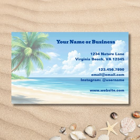 Carte De Visite Plage tropicale Palm Tree Design côtier