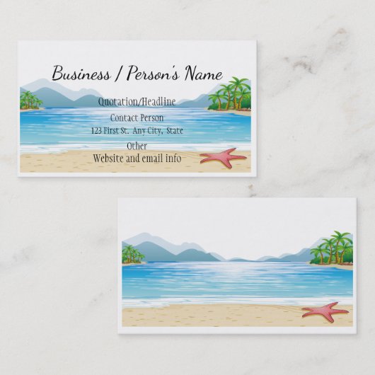 Carte De Visite Plage tropicale Palm Trees Océan Sea Custom (Devant / Derrière)