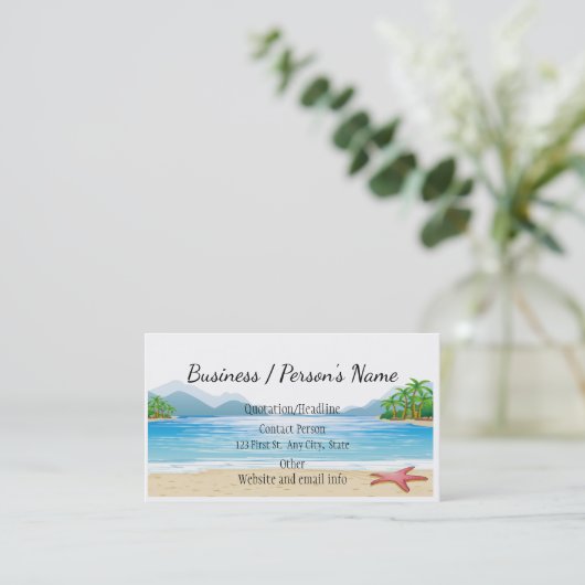 Carte De Visite Plage tropicale Palm Trees Océan Sea Custom (Debout devant)