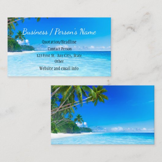 Carte De Visite Plage tropicale Palm Trees Ocean Sea Custom Busine (Devant / Derrière)