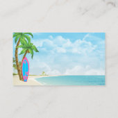 Carte De Visite Plage tropicale surf et palmiers (Dos)