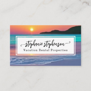 Carte De Visite Plage vibrante de Spa au coucher du soleil Voyage 