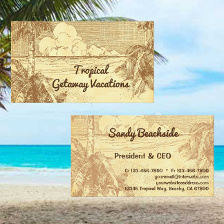 Carte De Visite Plages Tropicales Palmiers Art Vintage Personnalis