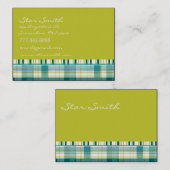 Carte De Visite Plaid Aqua Blue et Lime avec des rayures (Devant / Derrière)