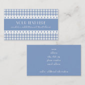 Carte De Visite Plaid bleu et blanc (Devant / Derrière)