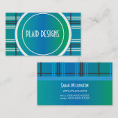 Carte De Visite Plaid bleu et vert (Devant / Derrière)