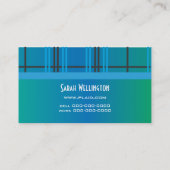 Carte De Visite Plaid bleu et vert (Dos)