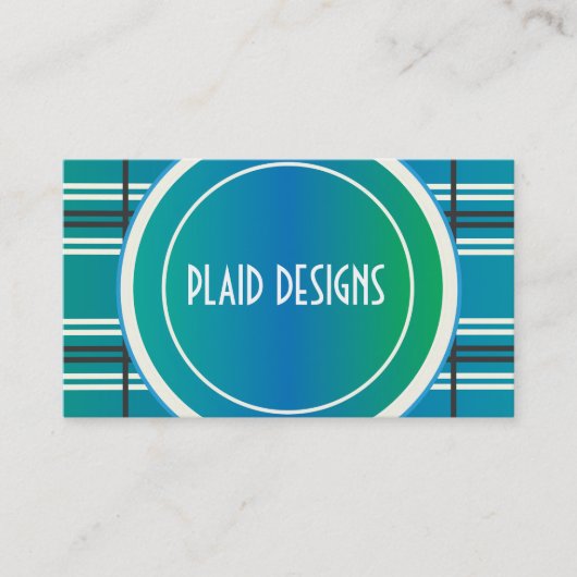 Carte De Visite Plaid bleu et vert (Devant)