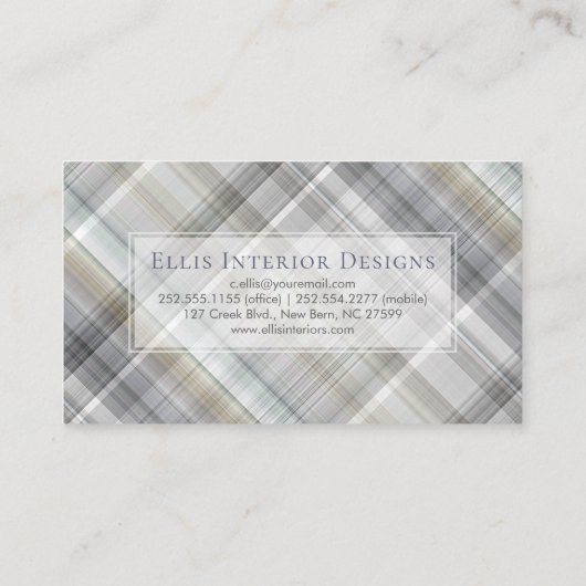 Carte De Visite Plaid Bleu/Gris/Tan (Dos)