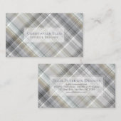Carte De Visite Plaid Bleu/Gris/Tan (Devant / Derrière)