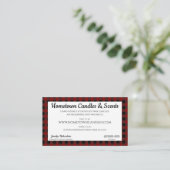 Carte De Visite Plaid de Buffalo rouge et noir rustique (Debout devant)