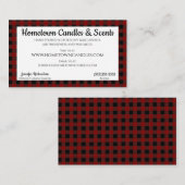 Carte De Visite Plaid de Buffalo rouge et noir rustique (Devant / Derrière)