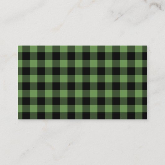 Carte De Visite Plaid de la mousse de bison vert et noir (Dos)