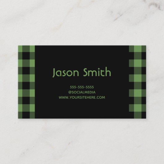 Carte De Visite Plaid de la mousse de bison vert et noir (Devant)
