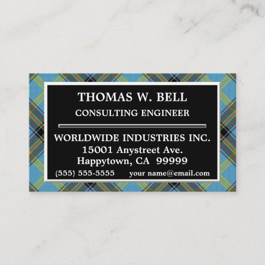 Carte De Visite Plaid de tartan écossais de Bell de clan (Devant)