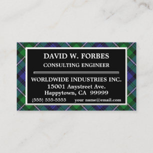 Carte De Visite Plaid de tartan écossais de Forbes de clan