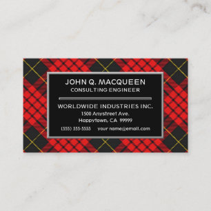 Carte De Visite Plaid de tartan écossais de MacQueen de clan