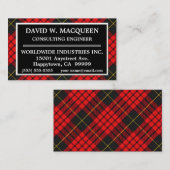 Carte De Visite Plaid de tartan écossais de MacQueen de clan (Devant / Derrière)