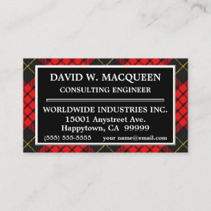 Carte De Visite Plaid de tartan écossais de MacQueen de clan