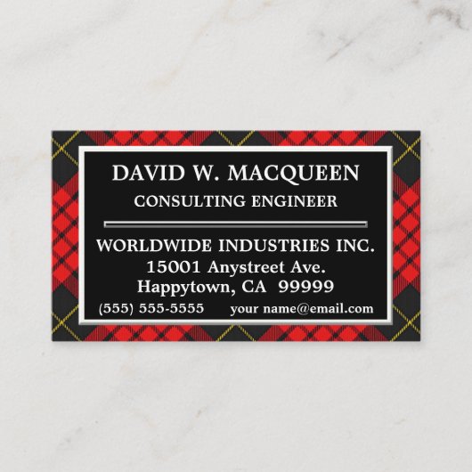 Carte De Visite Plaid de tartan écossais de MacQueen de clan (Devant)