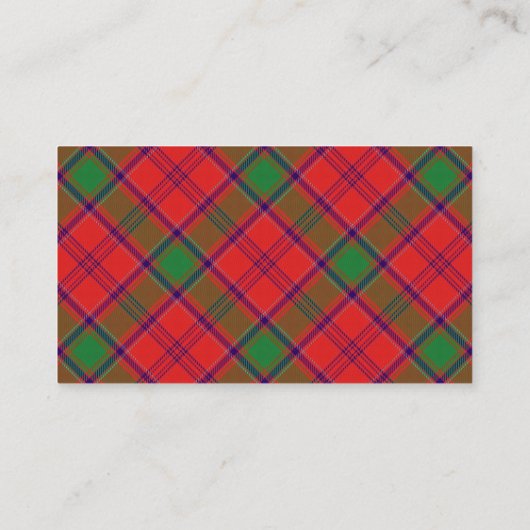 Carte De Visite Plaid de tartan écossais de McClintock MacClintock (Dos)