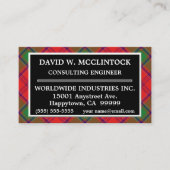 Carte De Visite Plaid de tartan écossais de McClintock MacClintock (Devant)