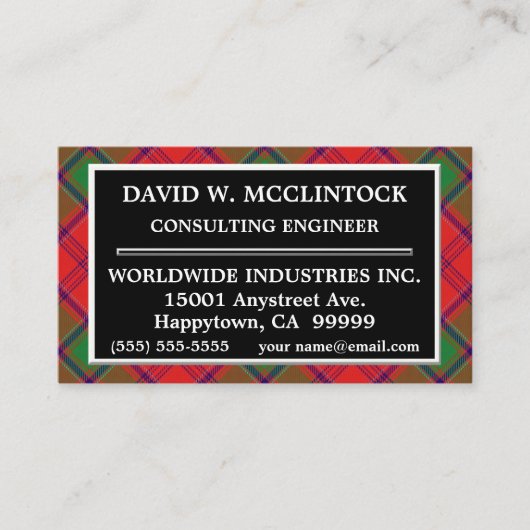 Carte De Visite Plaid de tartan écossais de McClintock MacClintock (Devant)