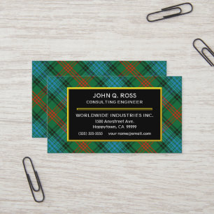 Carte De Visite Plaid de tartan écossais de Ross de clan