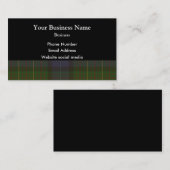 Carte De Visite Plaid de tartan écossais vert sur le noir (Devant / Derrière)