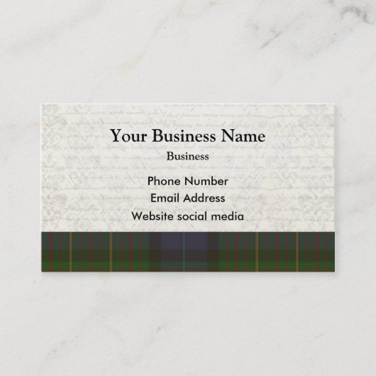 Carte De Visite Plaid écossais vert (Devant)