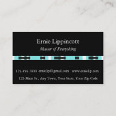Carte De Visite Plaid en Aqua, Turquoise, noir & blanc (Dos)