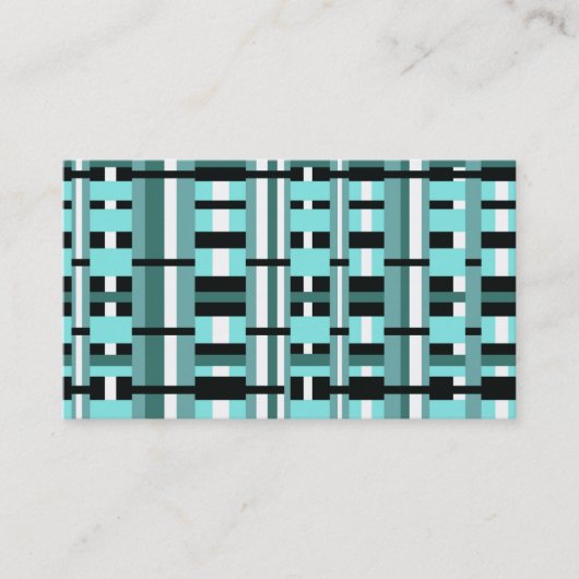 Carte De Visite Plaid en Aqua, Turquoise, noir & blanc (Devant)