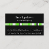 Carte De Visite Plaid en Lime vert, noir, blanc et gris (Dos)